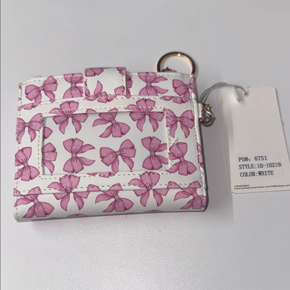 Pink bow Wallet with Keychain - Picture 2 of 6